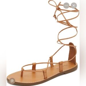 MADEWELL The Boardwalk Lace-Up Sandals in Tan Brown. Size 7. NWOT.